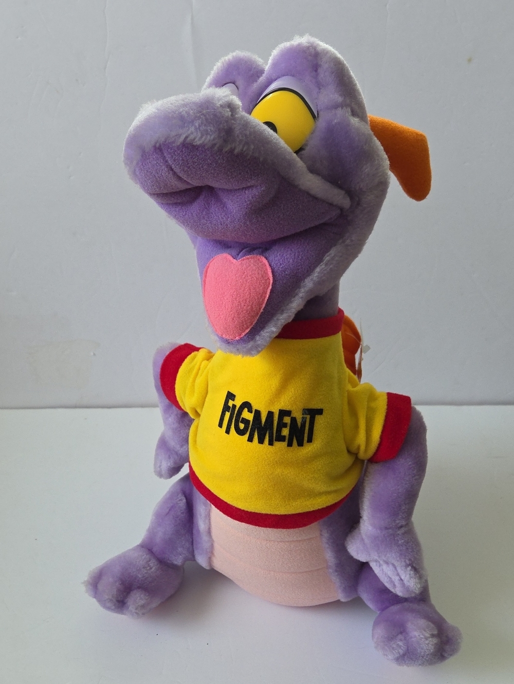 VINTAGE 1982 DISNEY EPCOT CENTER 18" FIGMENT PURPLE PLUSH, WITH SHIRT & TAG